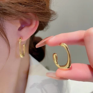 Fashion 18K Yellow gold plated Hoop Earring Women Engagement Jewelry A Pair - Picture 1 of 3