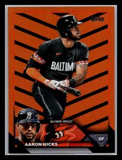 2023 Topps Update Aaron Hicks US299 Orange Black Foil Parallel Baltimore Orioles