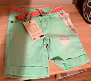 NWT GIRLS SIZE 6 LEI CHELSEA BERMUDA SHORTS & BELT PIGMENT DYED 4 VARIED COLORS - Picture 1 of 4