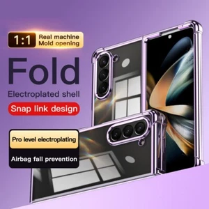 Plating Case For Samsung Galaxy Z Fold 5 Z Fold4/3 Clear Luxury Shockproof Cover - Picture 1 of 17