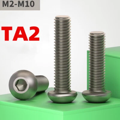 GOO BETTTER Tornillos de cabeza de lente de titanio TA2/GR2 M2 M2.5 M3 M4 M5 M6 M8 hexágono interior DIN 7380