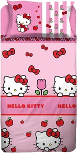 Hello Kitty, Set Lenzuola Letto Singolo, Completo Letto Singolo, Lenzuolo Sopra, - Foto 1 di 11