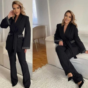 Tuta donna formale scialle risvolto business ufficio casual monopetto 2 pezzi - Foto 1 di 9