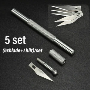 5Set Hobby Exacto Knife Blade Handle Kit Art Craft Tool Precision Razor Refill - Picture 1 of 12