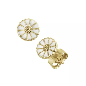 Georg Jensen. Daisy Earrings. Gold plated Silver /white Enamel 7 mm. - Picture 1 of 2
