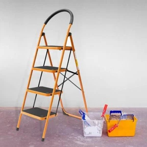 High Quality 4 Step Ladder Folding Steel Step Stool Anti-slip 330Lbs Max Load - Picture 1 of 11