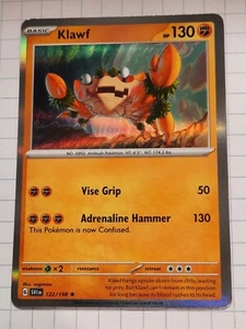 Klawf - 122/198 Scarlet & Violet Base Set Holo Rare Pokemon TCG - NM/MINT - Picture 1 of 2