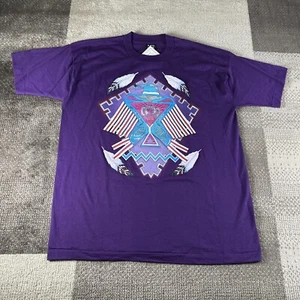 Vintage Native Thunder Eagle Purple TShirt Mens XL Puff Print Single Stitch 90s - Picture 1 of 8