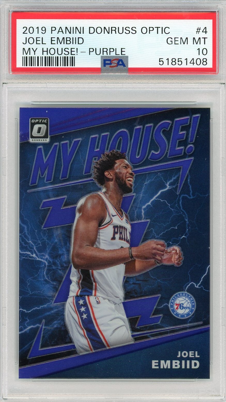 2019-20 Donruss Optic Purple Prizm My House! JOEL EMBIID #4 PSA 10 76ers