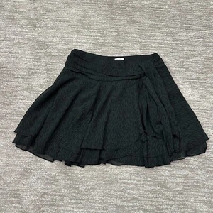 Aerie Skirt Womens Medium Black Wrap Flowy Ruffled Tie Chiffon Mini Short NWT - Picture 1 of 14