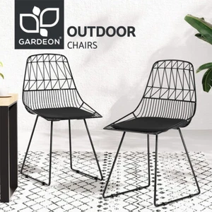 Gardeon 2PC Outdoor Dining Chairs Steel Lounge Chair Patio Garden Furniture - Picture 1 of 8