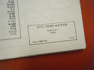 1972 MERCURY METEOR FORD FACTORY WIRING DIAGRAMS MANUAL SCHEMATIC SHEETS - Imagen 1 de 2