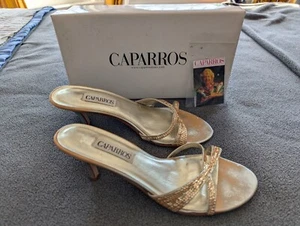 Women's 9.5B Caparros Gold Sequin Sandals - Picture 1 of 9