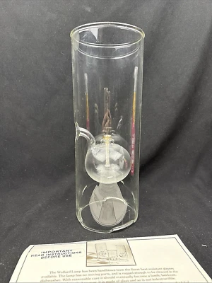 Wolfard Glass Oil Lamp 12in Handblown Cylinder w/ Wick & Paperwork VTG - Image 1 of 4