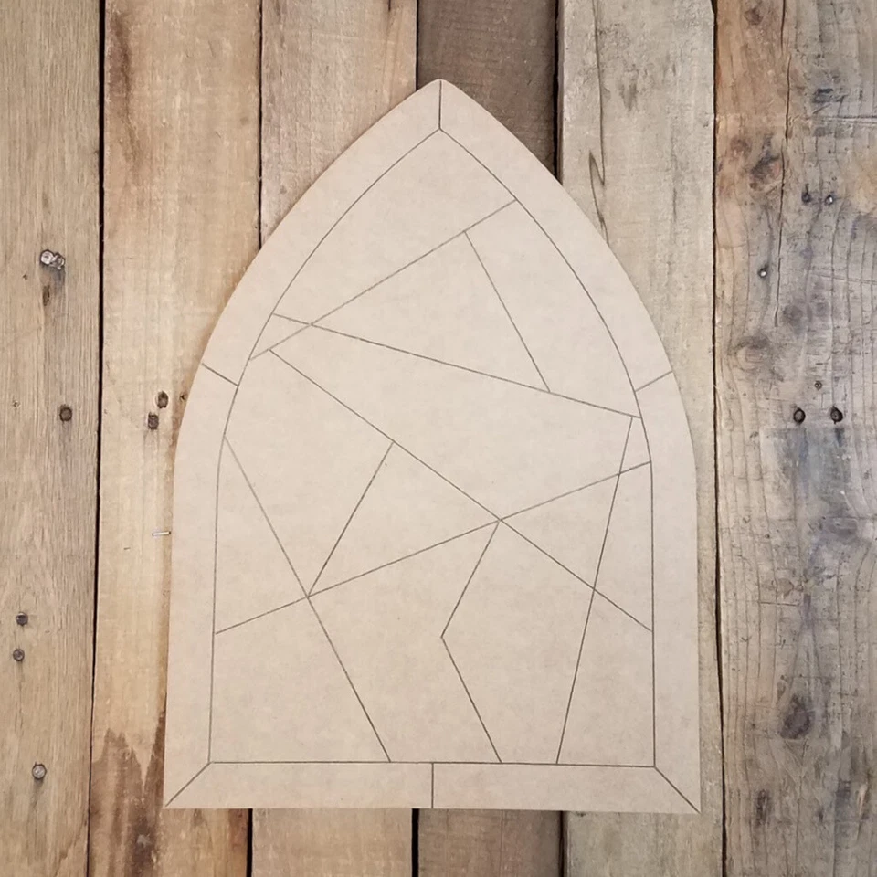 Decorative Stained Glass Window Pane Pattern Wood Shape, Art Craft Paint by Line - Image 1 of 1