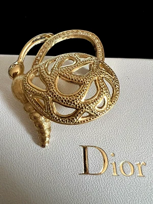 Vintage Christian Dior Crystal &Yellow Textured Gold Butterfly Pin Brooch - Image 1 of 4