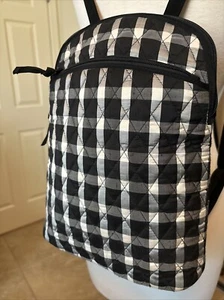 Vera Bradley Slim Backpack Black White Silk Check Plaid Vintage ~ Rare - Picture 1 of 14