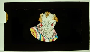MAGIC LANTERN-plaque à tirette verre- peinte à la main -1880/1890 -le clown - Picture 1 of 3
