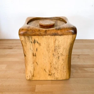 VTG Large Heavy David Auld Wooden Wood Canister Handcrafted In Haiti Midcentury - Picture 1 of 14