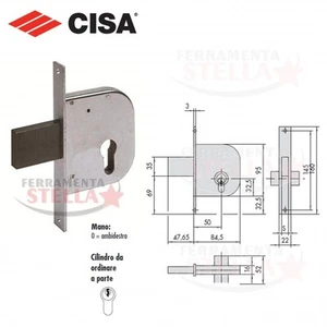 SERRATURA A INFILARE CISA 42011 PER CANCELLI CILINDRO TIPO YALE AMBIDESTRA E/50 - Foto 1 di 1