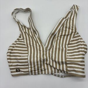 Michael Kors Striped Bikini Swim Top, US XS, Taupe And White