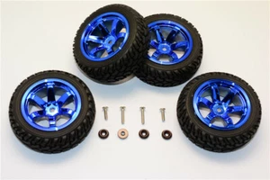 New 4PCs. 1:18 Axial Yeti Jr Ax90052 Upgraded Rubber Bell + Tyre Black / Blue - Picture 1 of 9