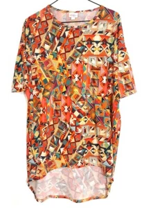 LuLaRoe Irma? Mehrfarbiges Hi-Lo Kurzarm-Top mit Grafikdruck und Stretch - XXS - groß - Bild 1 von 3