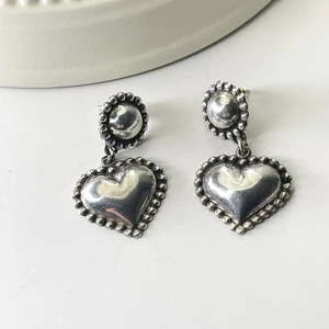 Pendientes de corazón gruesos de plata de ley de colección .925 THAI Cottagecore Coqueta - Imagen 1 de 24