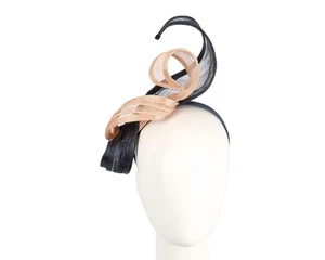 Navy & nude sinamay spring racing fascinator by Max Alexander 100% AU Seller - Picture 1 of 5