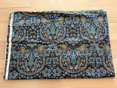 Retired Tula Pink Eden Crouching Tiger Fabric in Sapphire  - 3 Yards OOP New - Image 1 of 2