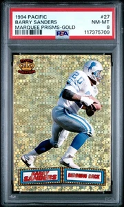 1994 Pacific Marquee Prisms Barry Sanders #27 Gold PSA 8 - Picture 1 of 2