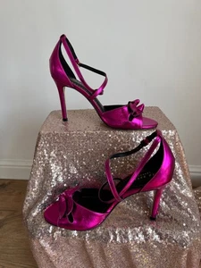 TED BAKER Schuhe High Heel Sandalen UK 4 EU37 Biccela Pink Metallic Schleife 100mm NEU - Bild 1 von 16