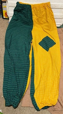 Circus Clown Pants Patchwork Hobo Hand Made COSTUME HALLOWEEN Elastic - SIZE 26” - image 1 of 4