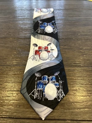 Juegos de batería Steven Harris hechos a mano para hombre corbata poliéster jacquard 57" Foto 1 de 4