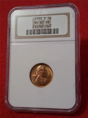 1939-S  LINCOLN WHEAT BACK CENT NGC MS 67 RD                             #DRF-16 - Image 1 of 4