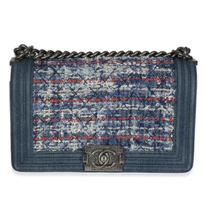 Bolso Chanel Azul Multicolor Denim Acolchado Tweed Antiguo Mediano Niño - Imagen 1 de 8
