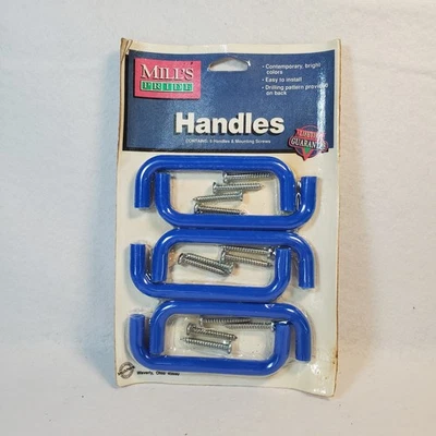 Vintage Mills Pride Blue Nylon Cabinet Drawer Handles Pulls - Image 1 of 4