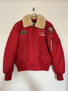Alpha Industries Injector III Bomber Jacket Red Size Medium (Great Condition) - Picture 1 of 10