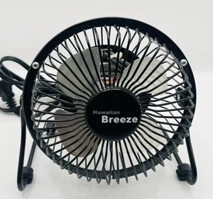 Hawaiian Breeze Fan Ch-V4 Small 4” Desktop Fan Black Adjustable 360° Head Tilt - Picture 1 of 4