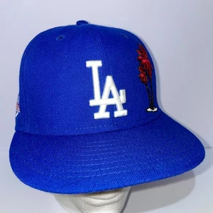 New Era 59Fifty Cooperstown LA Dodgers Cap Size 7 1/2 Palm Tree 60th Patch - Picture 1 of 8