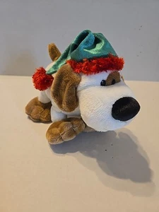 Walmart Cappello Natalizio Bianco Marrone Cucciolo Cane Peluche 7" Verde Rosso Natale - Foto 1 di 10