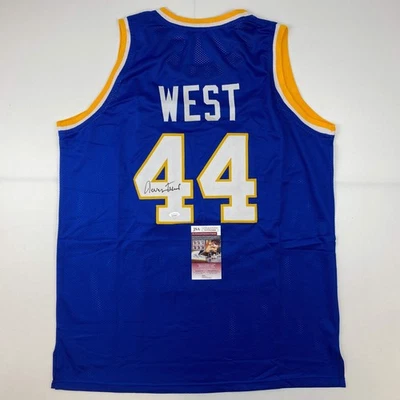 Autographed/Signed Jerry West West Virginia Blue College Basketball Jersey JSA C - Image 1 of 4
