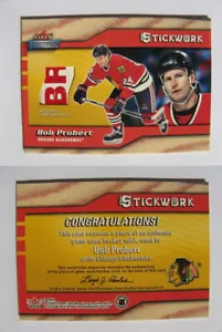 2002-03 Fleer Throwbacks Stickwork Bob Probert stick SICK letters - Picture 1 of 1