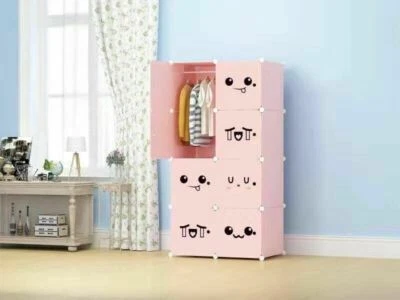 DIY Modular 6 Cube Shelving Wardrobe Storage Unit Organizer w/Interlocking Doors - Image 1 of 4