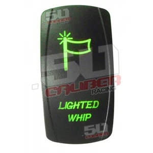 Waterproof On/Off Rocker LED Switch Custom "Lighted Whip" Green Sandrail RZR UTV - Picture 1 of 7