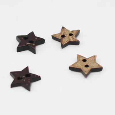 100x Coconut Shell Buttons 2-hole Five-pointed Star Sewing Crafts 15mm Kit Multi - Image 1 of 4