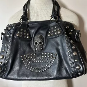 MG Collection Geldbörse schwarz Doppelgriffe Nieten Totenkopf - Bild 1 von 11