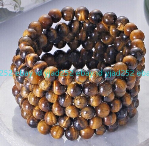 VALENTINO Bracciale elastico all'ingrosso 6 pezzi occhio di tigre naturale 8 mm 7 5" cristallo guarigione