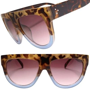Hip Hop Dapper Clubbing Flat Top Hip Mens Womens Blue & Tortoise Sunglasses - Picture 1 of 4