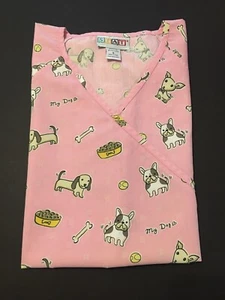 Damengröße Small NOTFALL Peeling Top I Love My Dog rosa 🐶 gebraucht 💞 kostenloser Versand - Bild 1 von 3